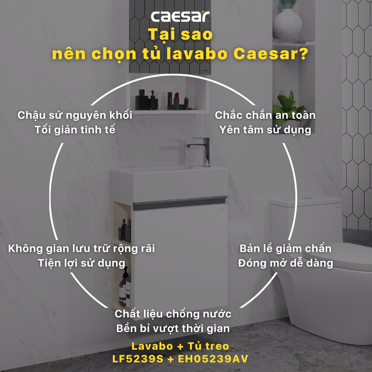 Lavabo và tủ treo tường Caesar LF5239S + EH05239AV