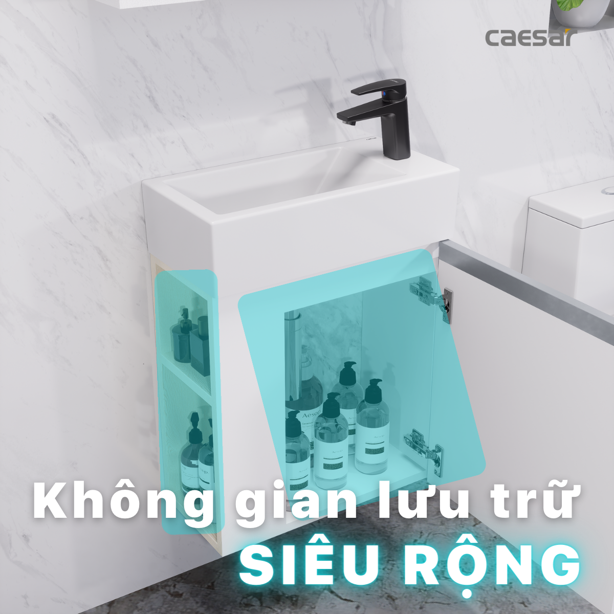 Lavabo và tủ treo tường Caesar LF5239S + EH05239AV