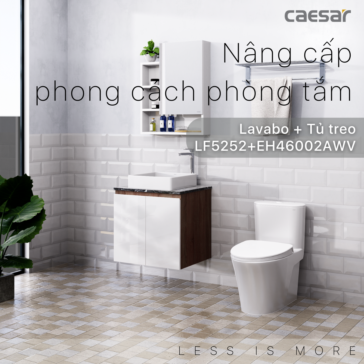 Lavabo và tủ treo tường Caesar LF5252 + EH46002AWV