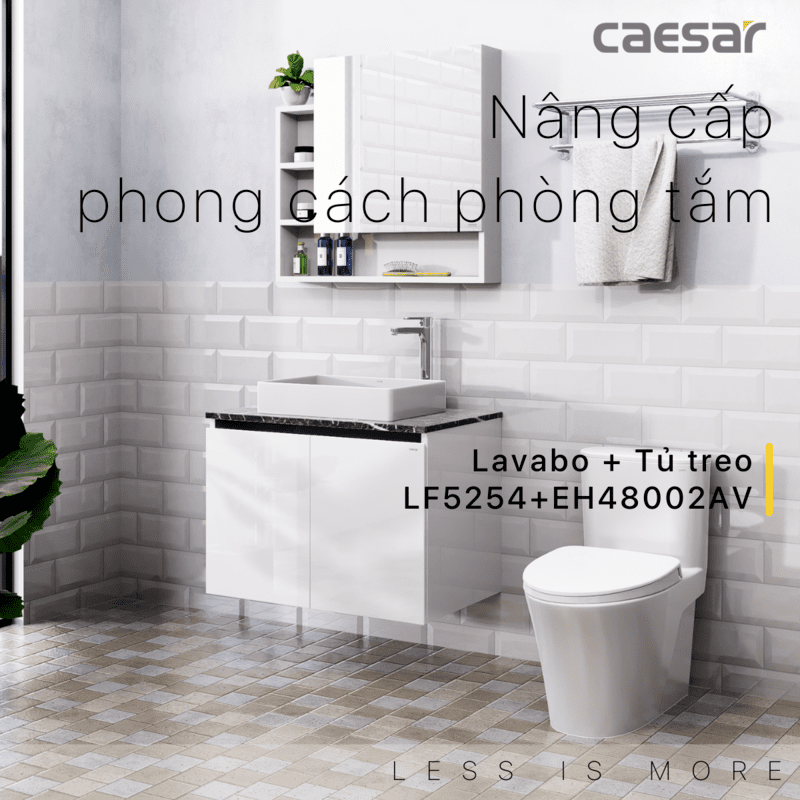 Lavabo và tủ treo tường Caesar LF5254 + EH48002AV