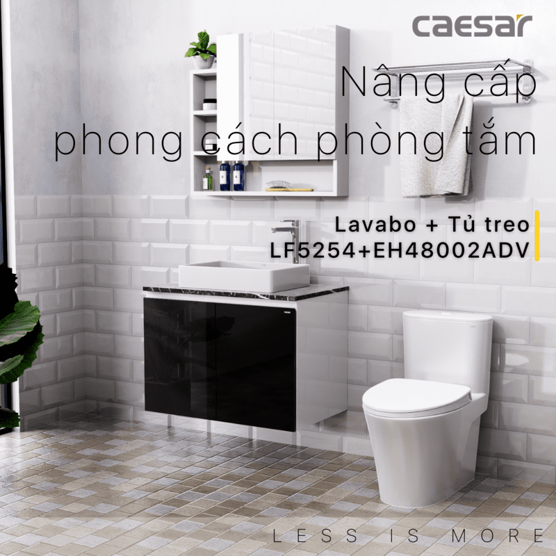 Lavabo và tủ treo tường Caesar LF5254 + EH48002ADV