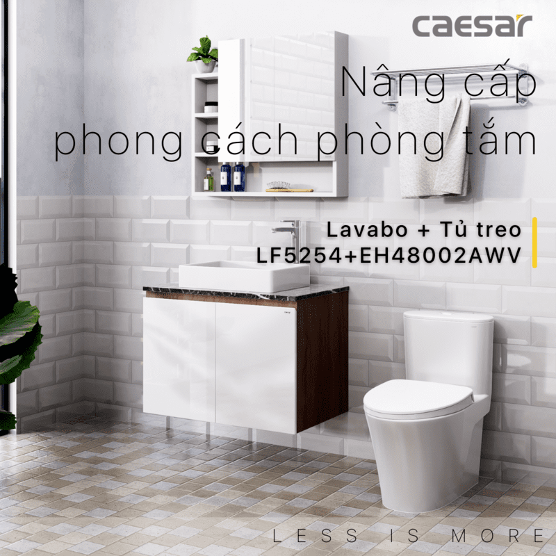 Lavabo và tủ treo tường Caesar LF5254 + EH48002AWV