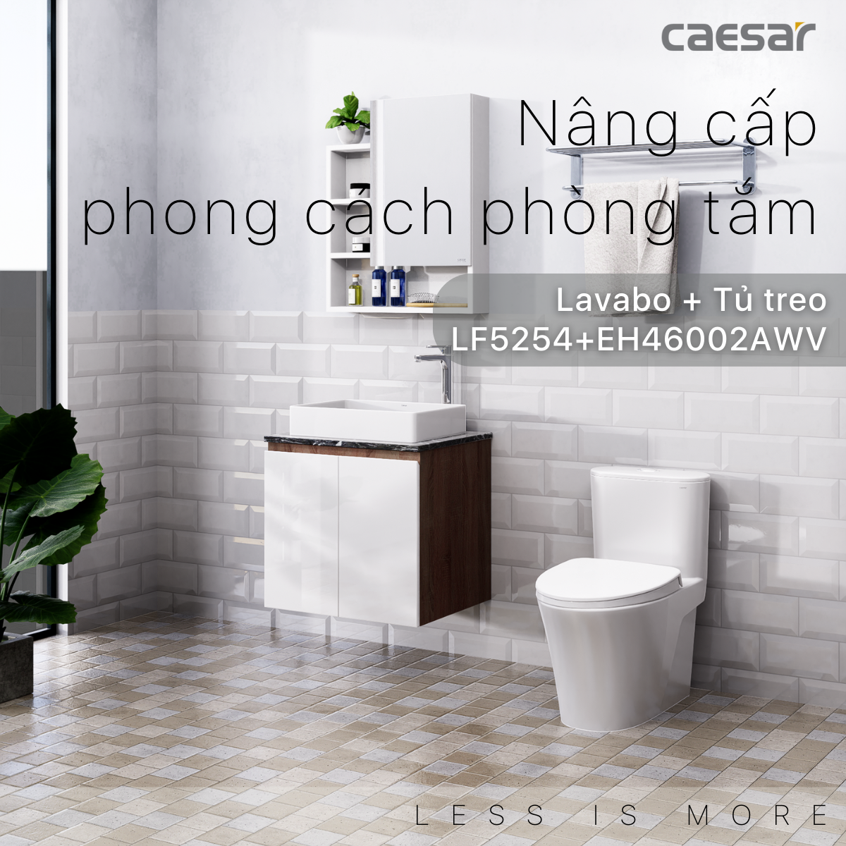 Lavabo và tủ treo tường Caesar LF5254 + EH46002AWV