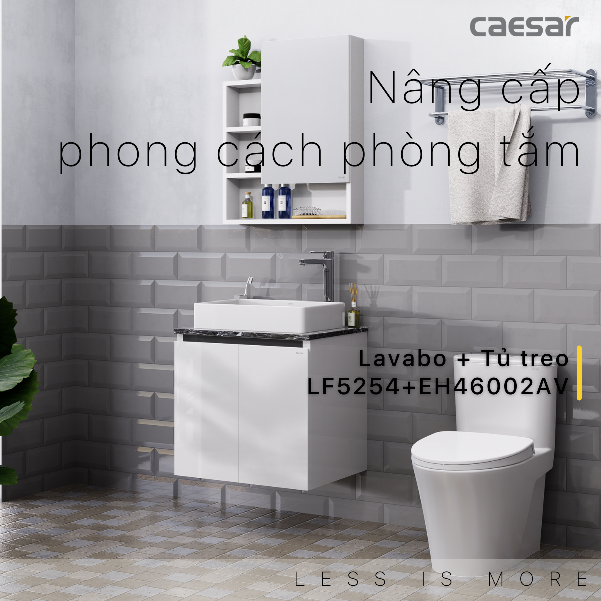 Lavabo và tủ treo tường Caesar LF5254 + EH46002AV