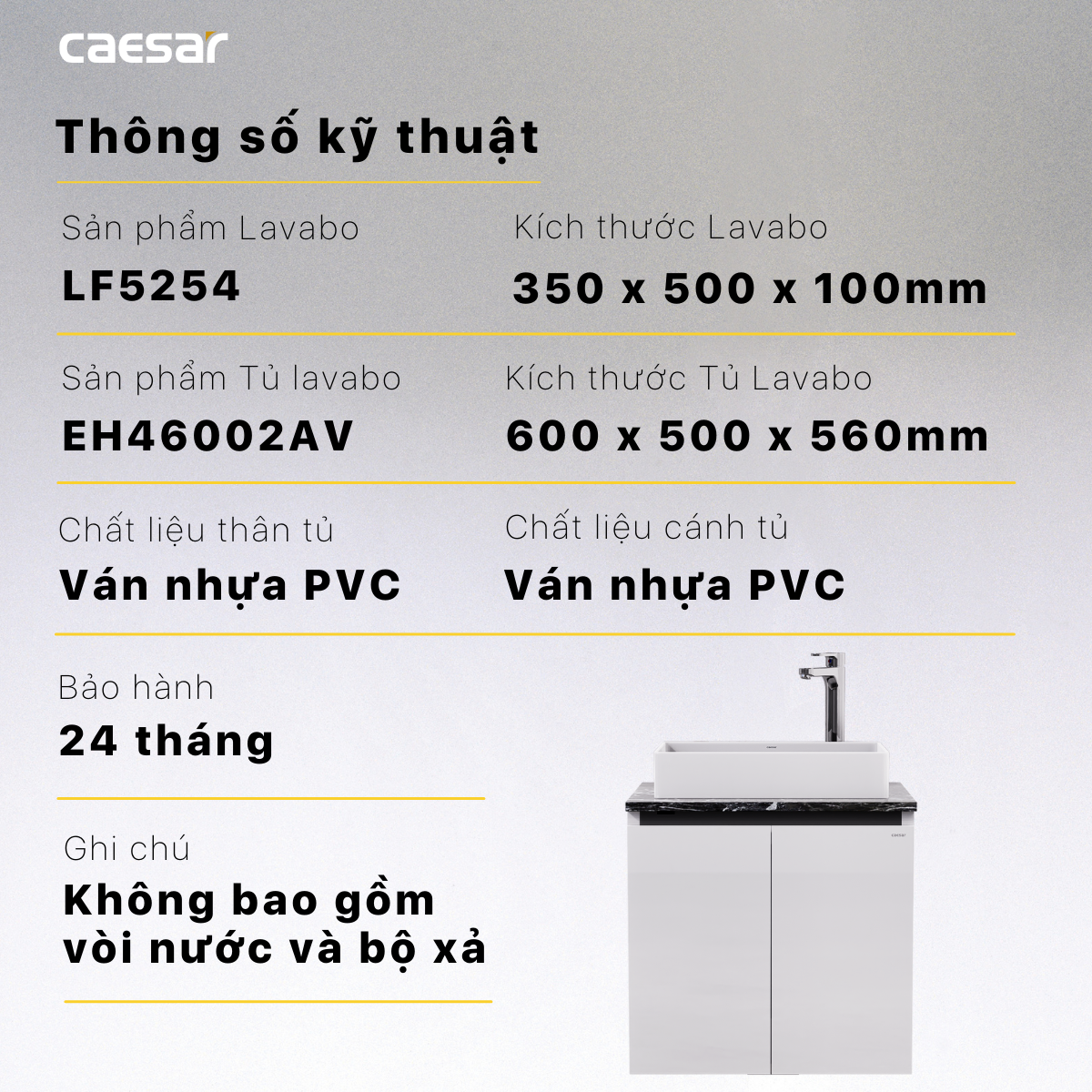 Lavabo và tủ treo tường Caesar LF5254 + EH46002AV