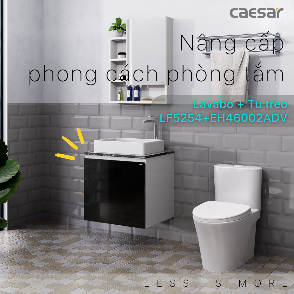 Lavabo và tủ treo tường Caesar LF5254 + EH46002ADV