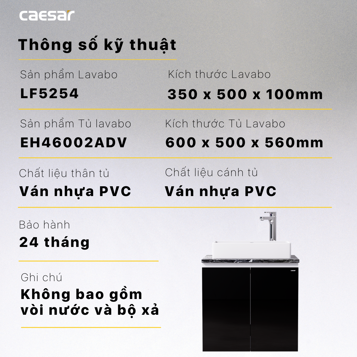 Lavabo và tủ treo tường Caesar LF5254 + EH46002ADV