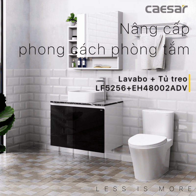 Lavabo và tủ treo tường Caesar LF5256 + EH48002ADV