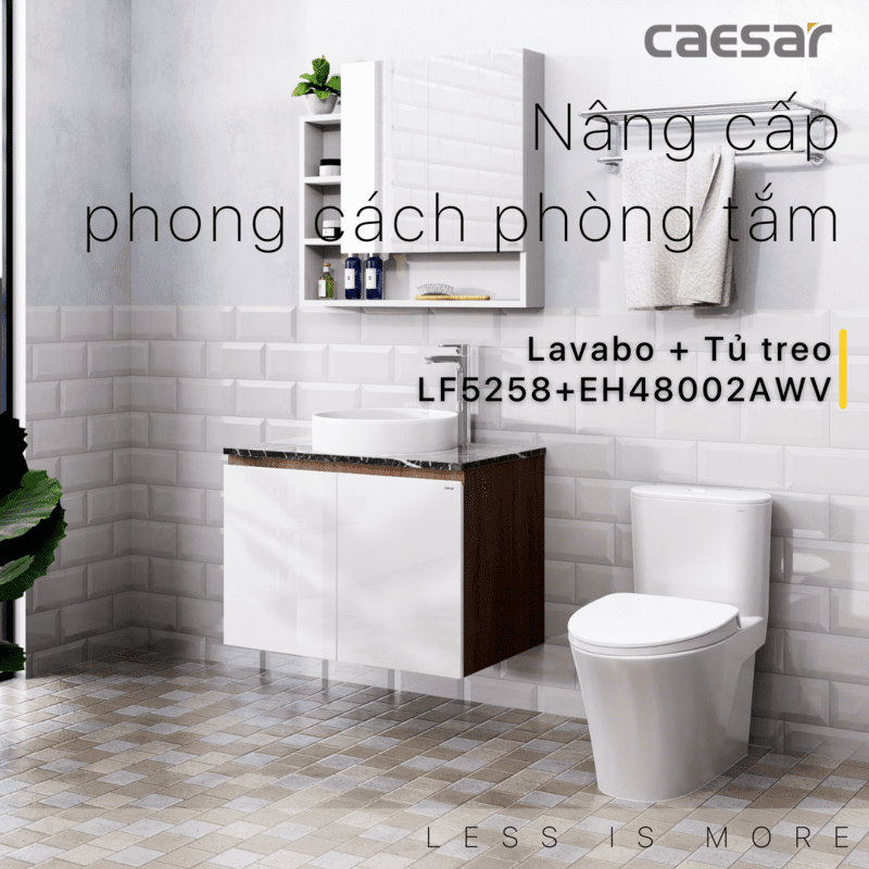 Lavabo và tủ treo tường Caesar LF5258 + EH48002AWV