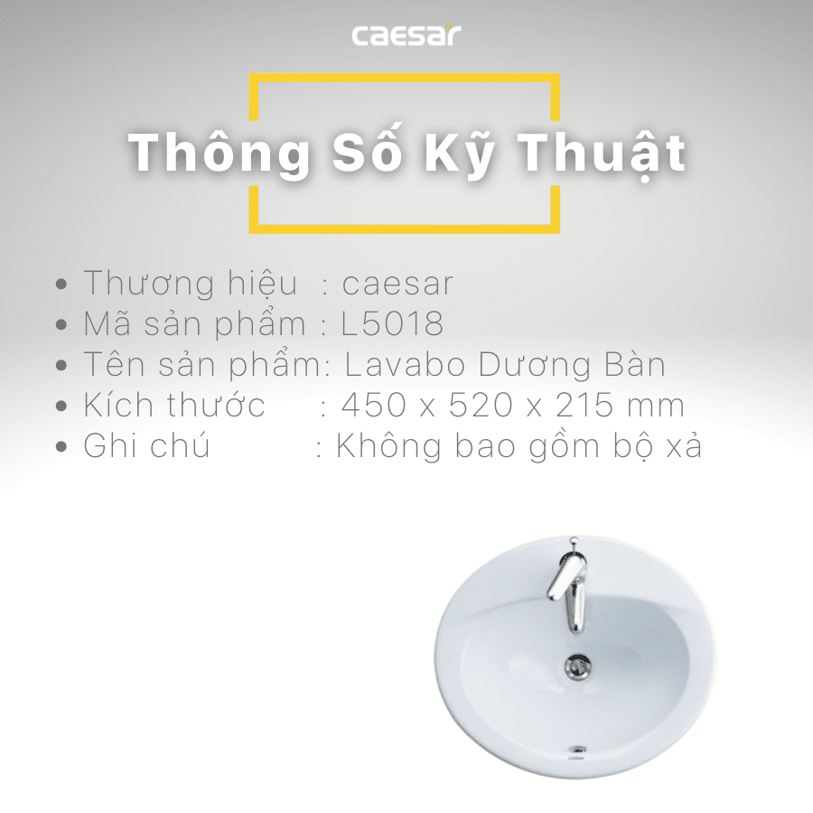 Chậu rửa Lavabo dương bàn Caesar L5018