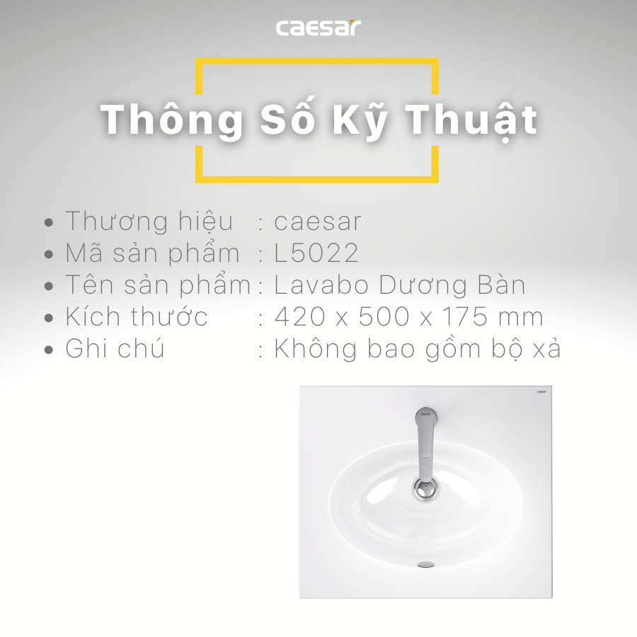 Chậu rửa Lavabo đặt bàn Caesar L5022