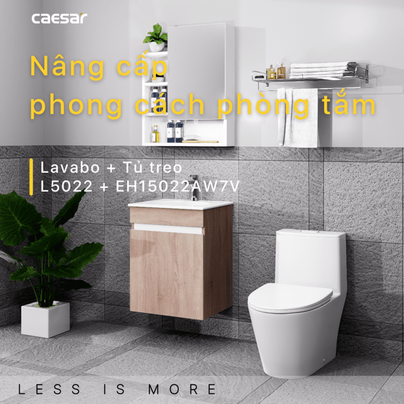 Lavabo và tủ treo tường Caesar L5022 + EH15022AW7V