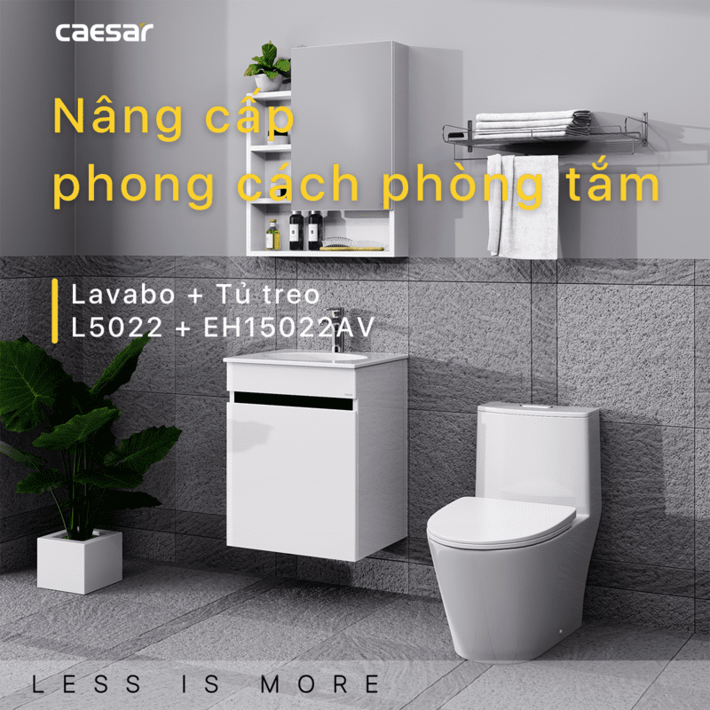 Lavabo và tủ treo tường Caesar L5022 + EH15022AV