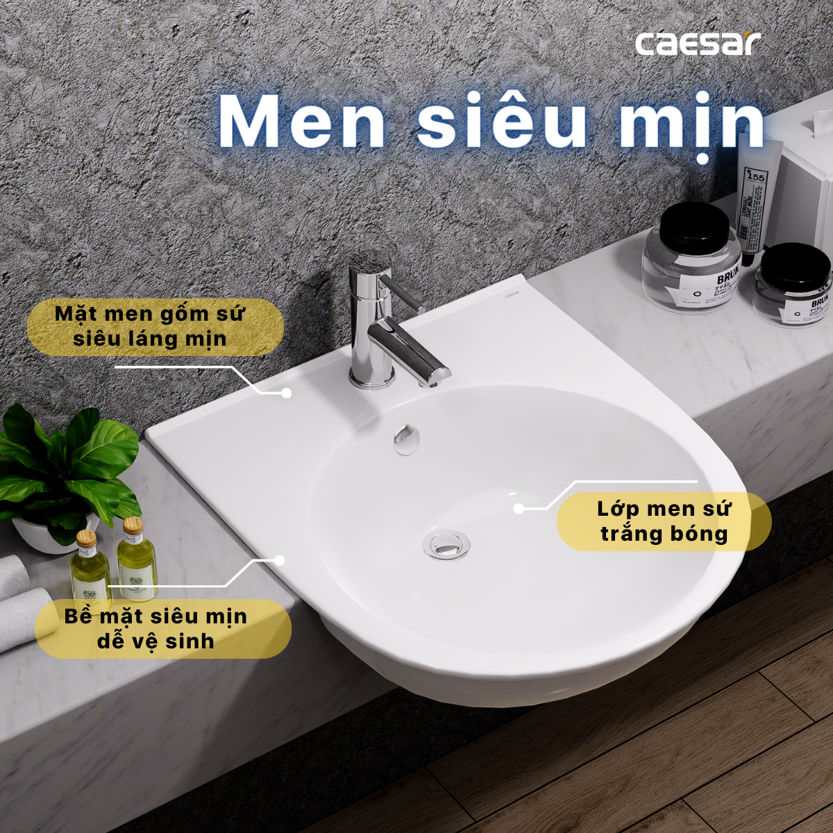 Chậu rửa Lavabo treo tường Caesar LF5302