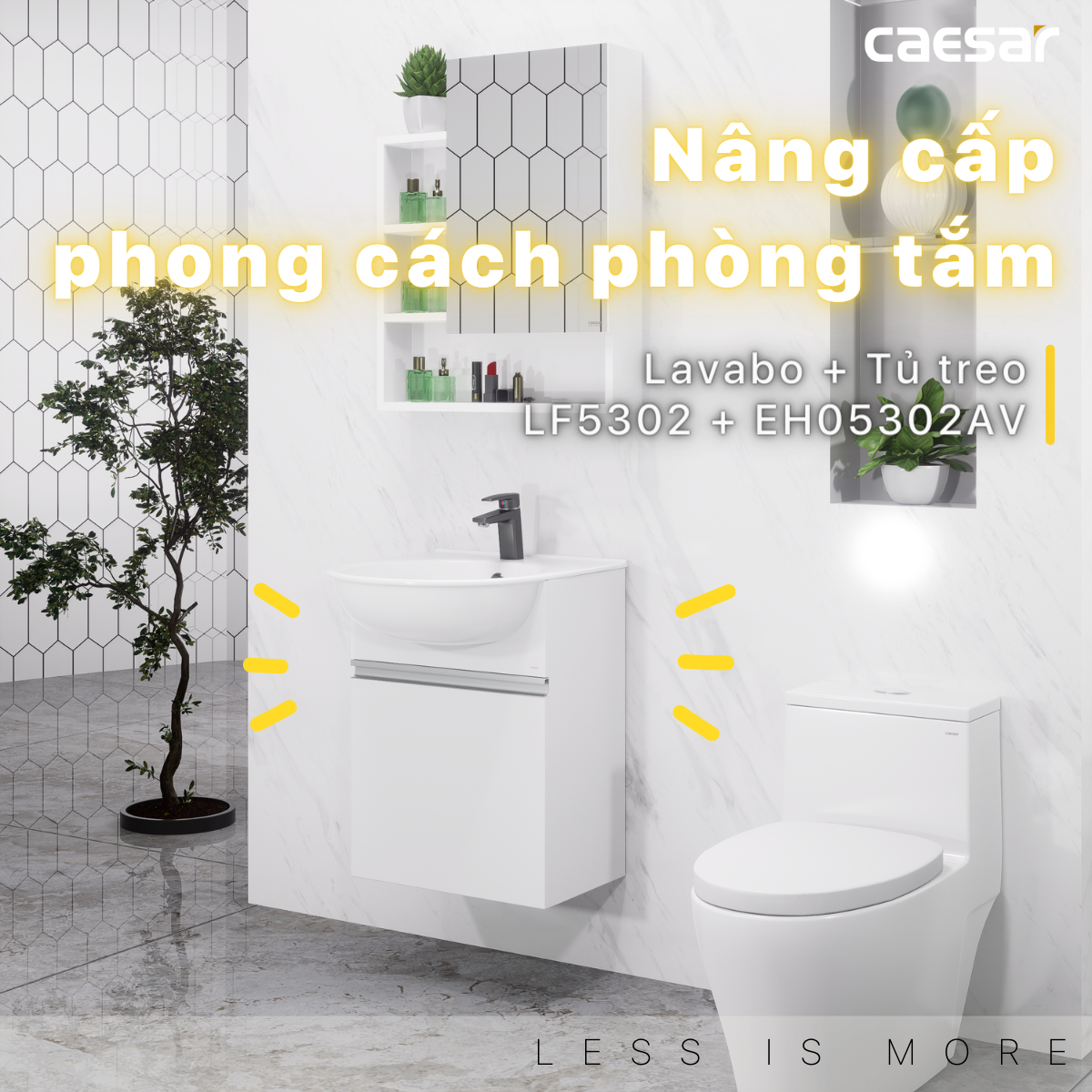 Lavabo và tủ treo tường Caesar LF5302 + EH05302AV