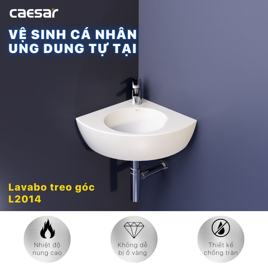 Chậu rửa Lavabo góc treo tường Caesar L2014