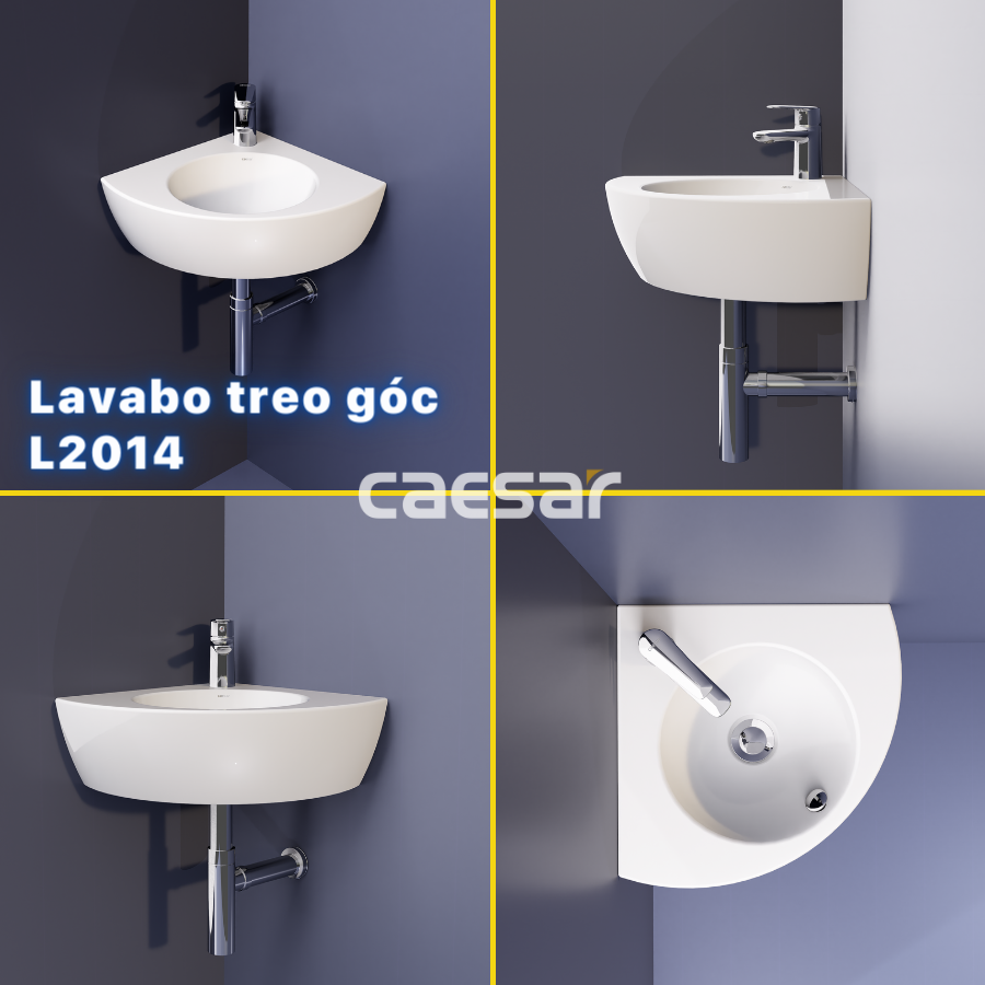 Chậu rửa Lavabo góc treo tường Caesar L2014