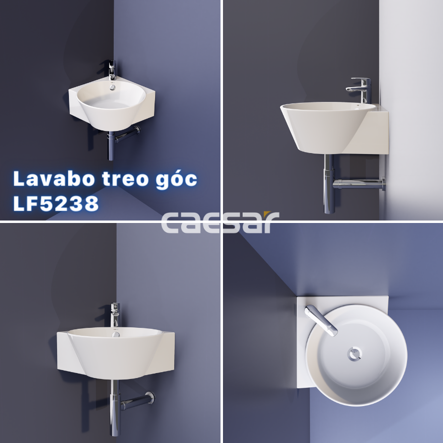 Chậu rửa Lavabo góc treo tường Caesar LF5238