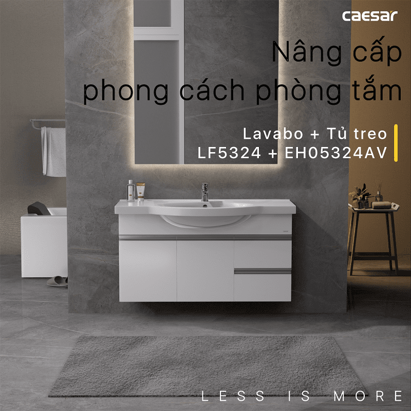 Lavabo và tủ treo tường Caesar LF5324 + EH05324AV