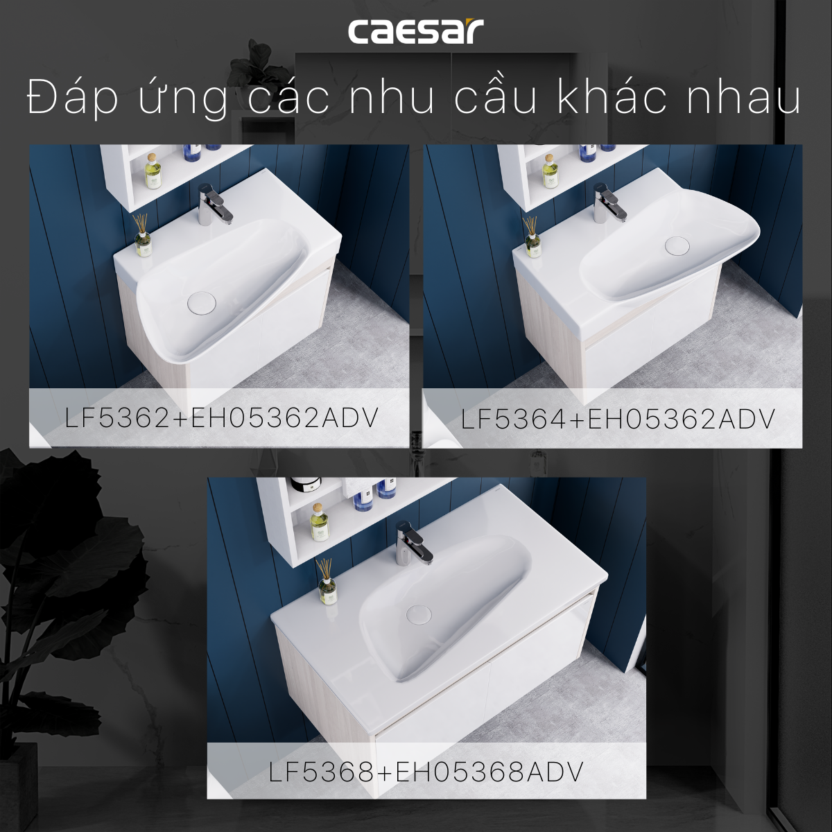 Lavabo và tủ treo tường Caesar LF5362 + EH05362ADV