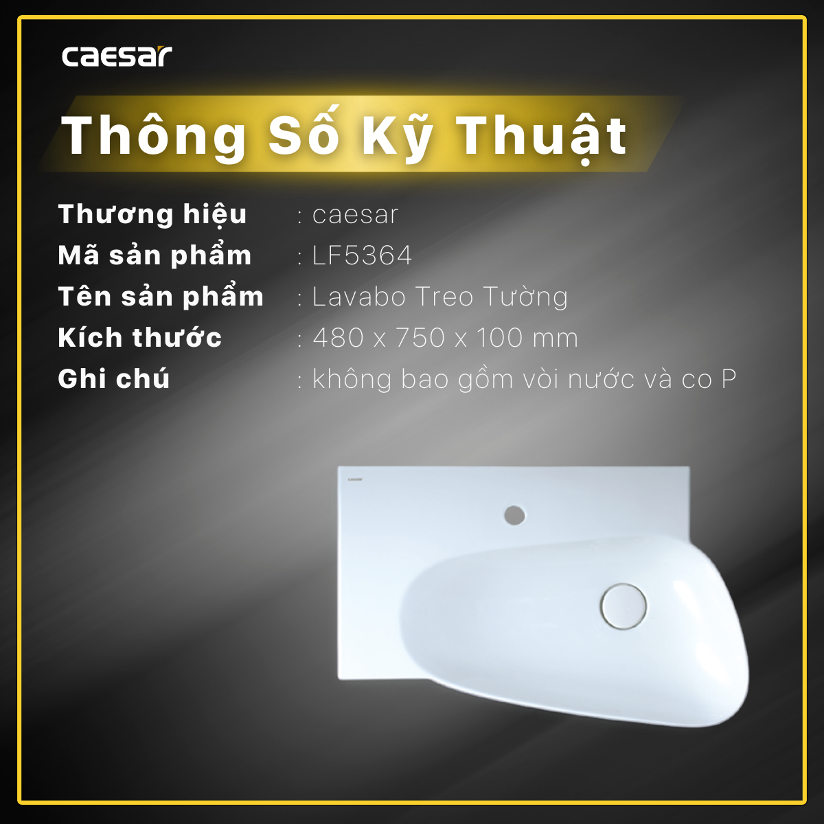 Chậu rửa Lavabo treo tường Caesar LF5364