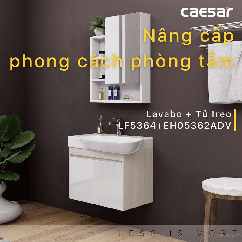 Lavabo và tủ treo tường Caesar LF5364 + EH05362ADV