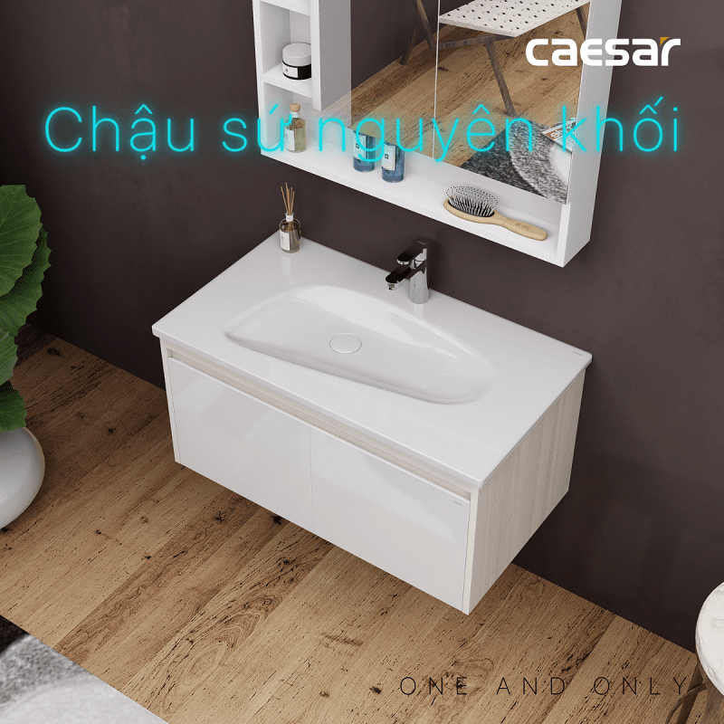 Chậu rửa Lavabo đặt bàn Caesar LF5368 và tủ treo EH05368ADV