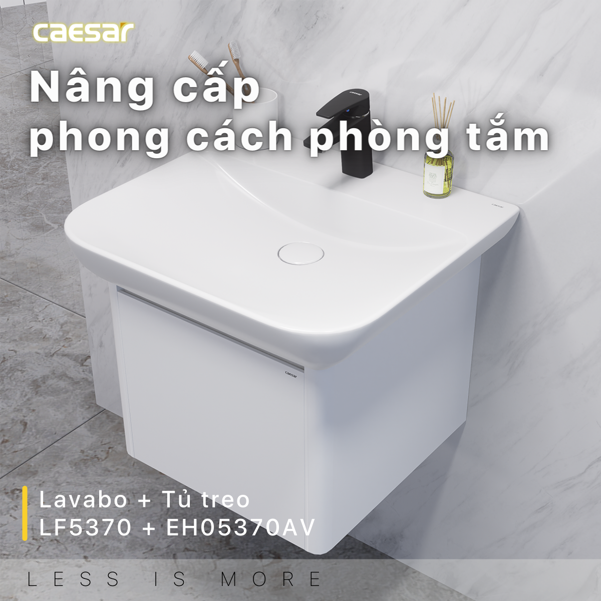 Chậu rửa Lavabo đặt bàn Caesar LF5370 và tủ treo EH05370AV