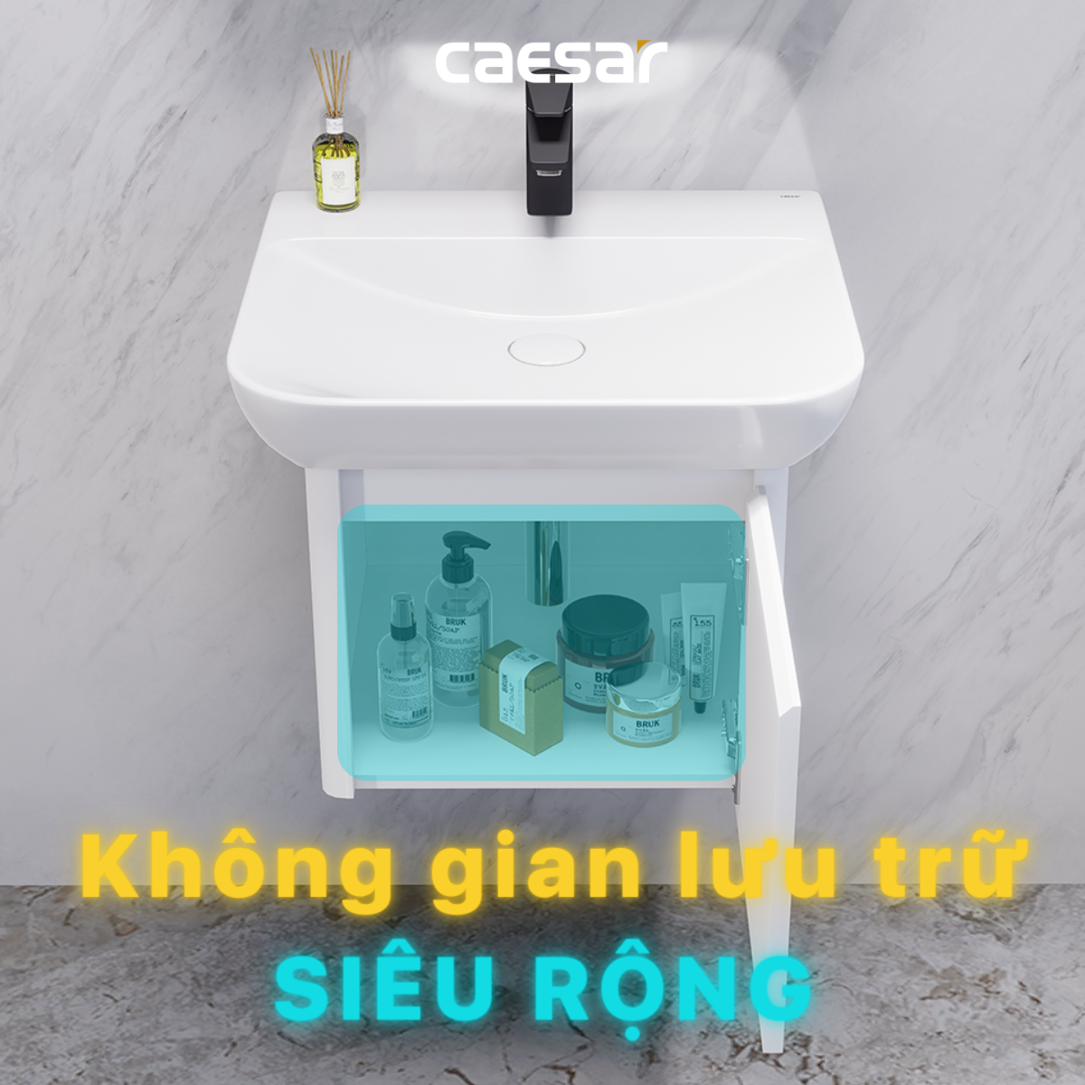 Chậu rửa Lavabo đặt bàn Caesar LF5370 và tủ treo EH05370AV