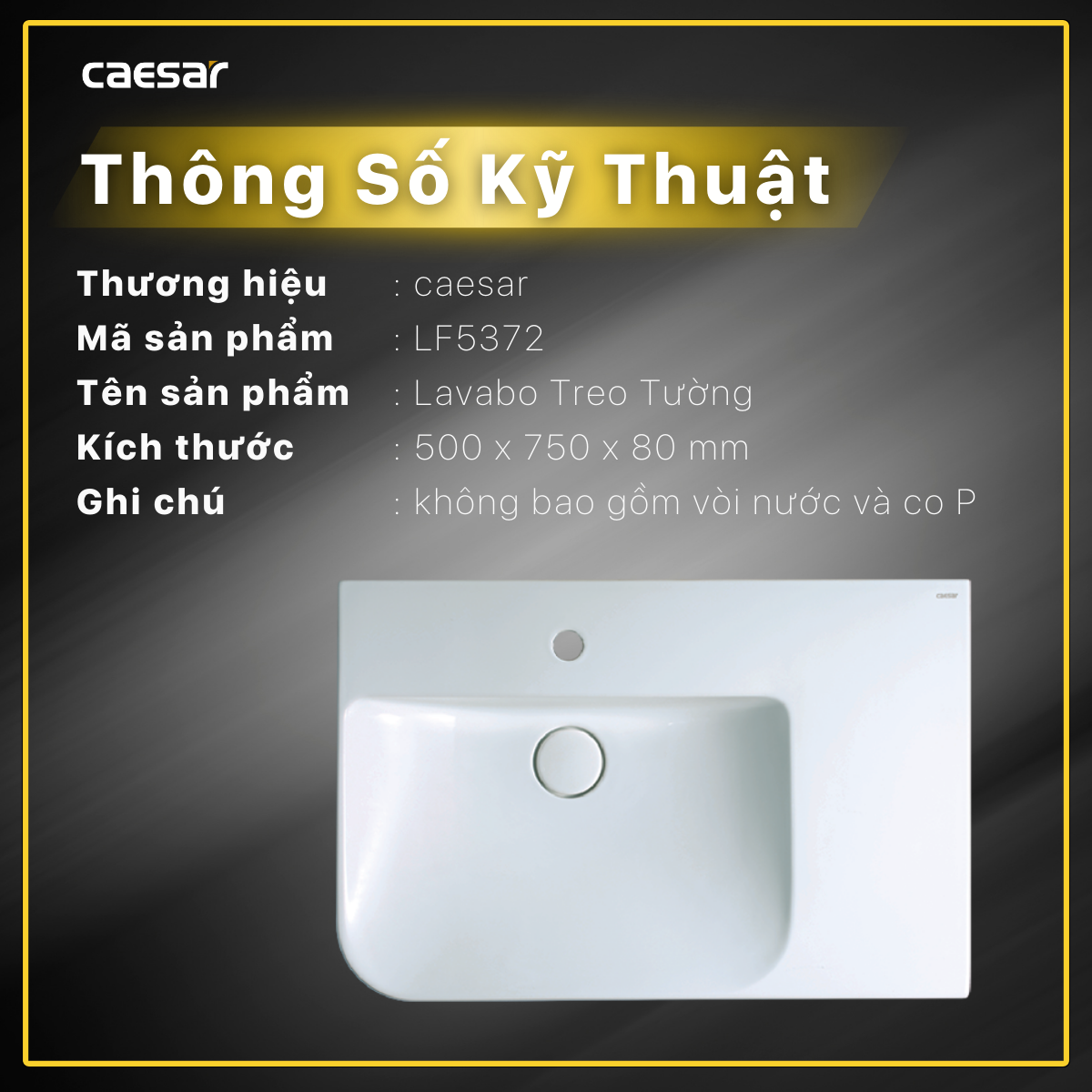 Chậu rửa Lavabo treo tường Caesar LF5372