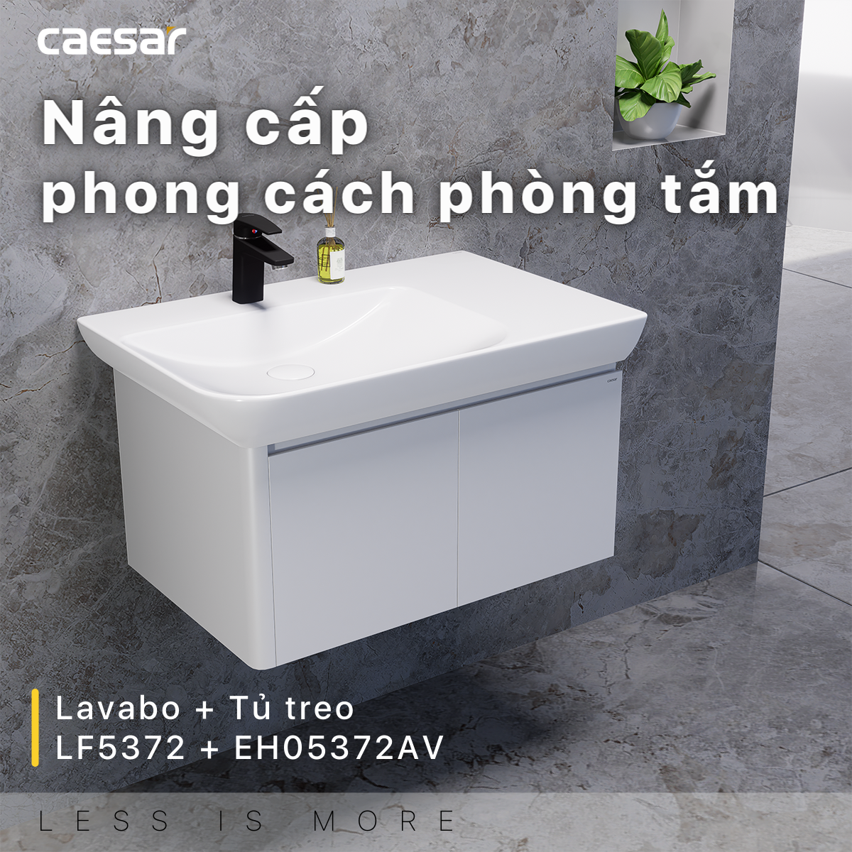 Chậu rửa Lavabo đặt bàn Caesar LF5372 và tủ treo EH05372AV