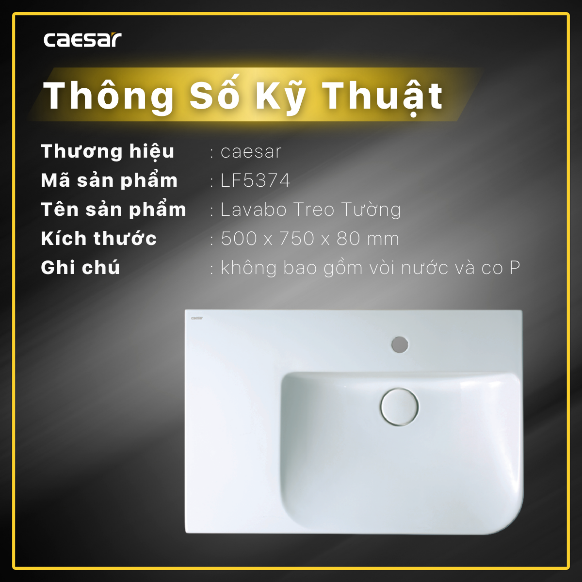 Chậu rửa Lavabo treo tường Caesar LF5374