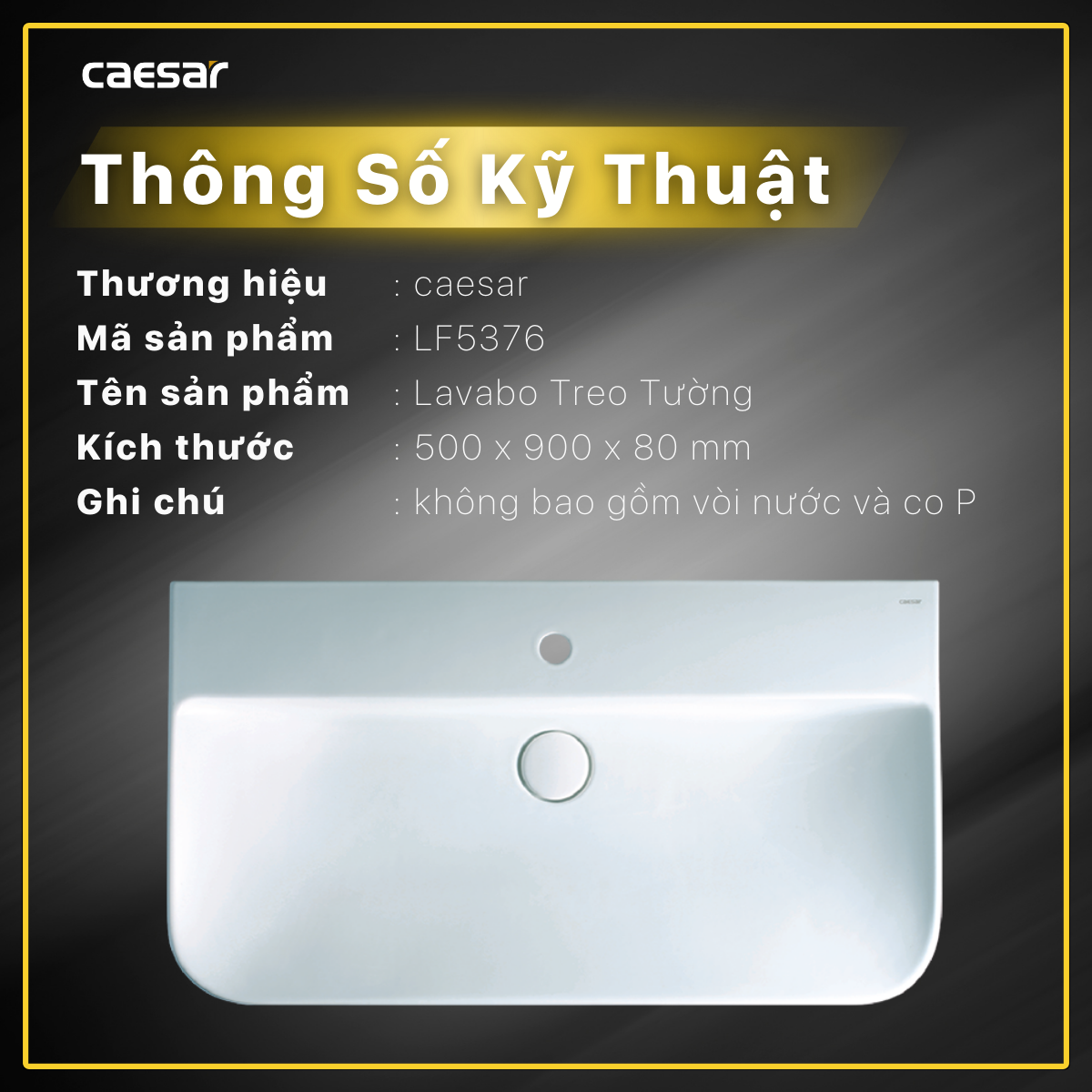 Chậu rửa Lavabo treo tường Caesar LF5376