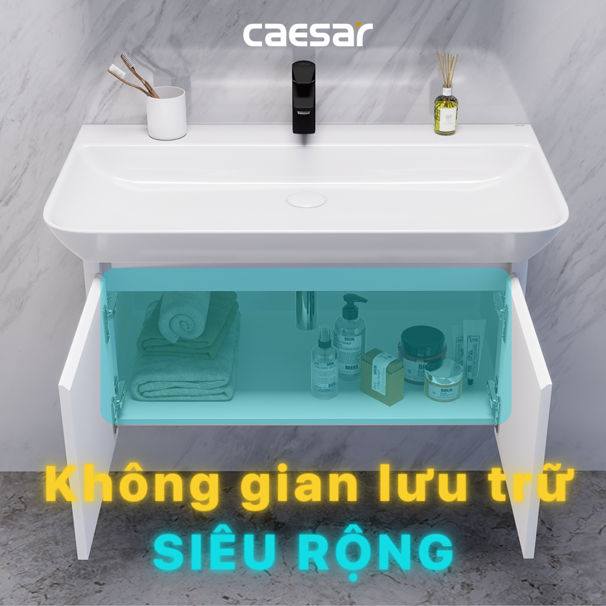 Chậu rửa Lavabo đặt bàn Caesar LF5376 và tủ treo EH05376AV