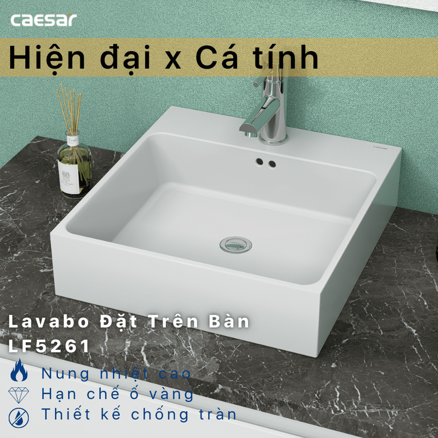 Chậu rửa Lavabo đặt bàn Caesar LF5261