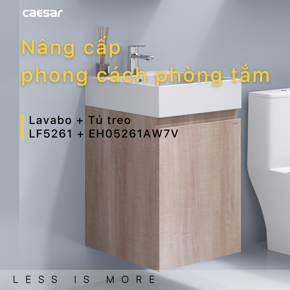 Chậu rửa Lavabo đặt bàn Caesar LF5261 và tủ treo EH05261AW7V