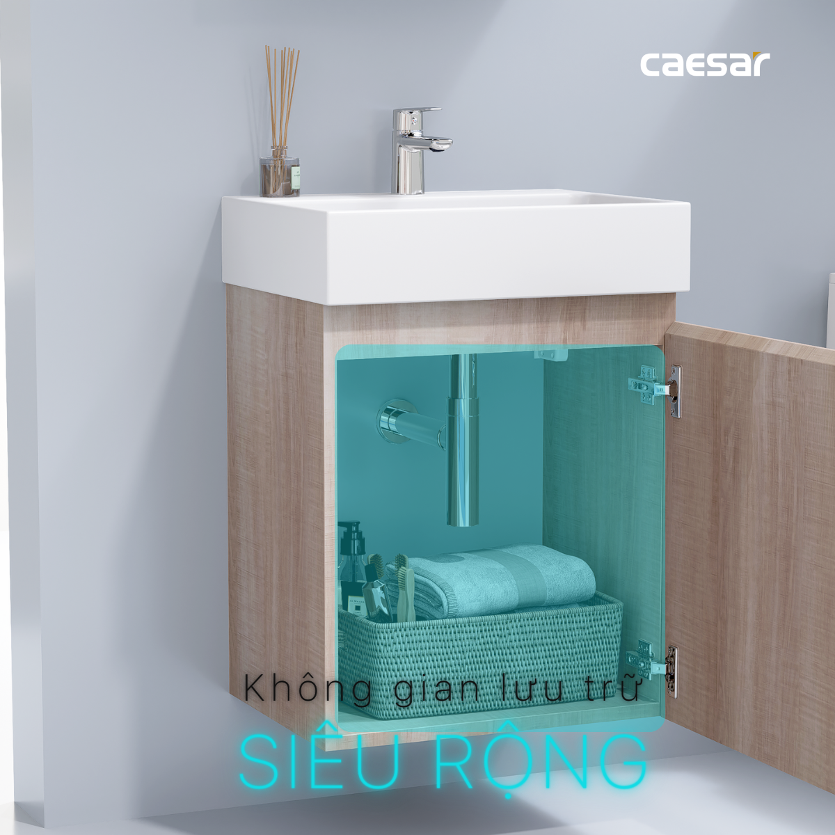 Chậu rửa Lavabo đặt bàn Caesar LF5261 và tủ treo EH05261AW7V