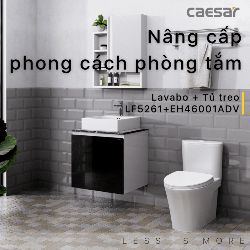 Chậu rửa Lavabo đặt bàn Caesar LF5261 và tủ treo EH46001ADV