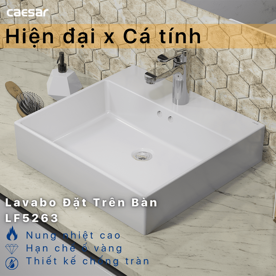 Chậu rửa Lavabo đặt bàn Caesar LF5263