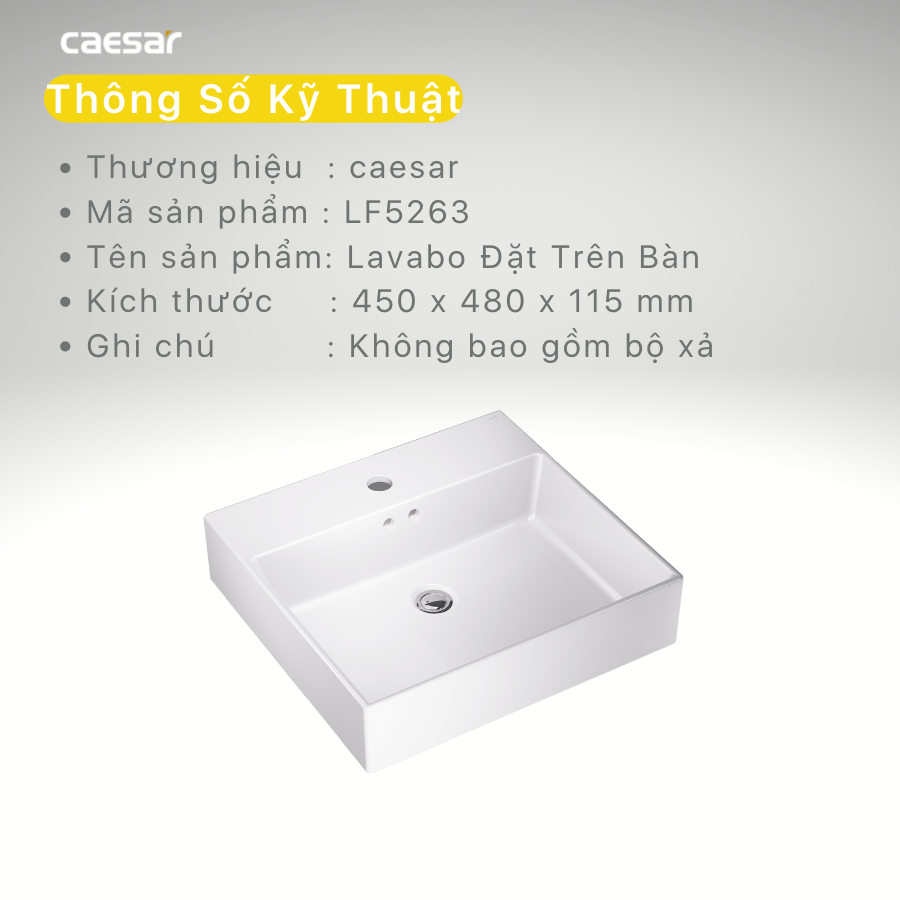 Chậu rửa Lavabo đặt bàn Caesar LF5263