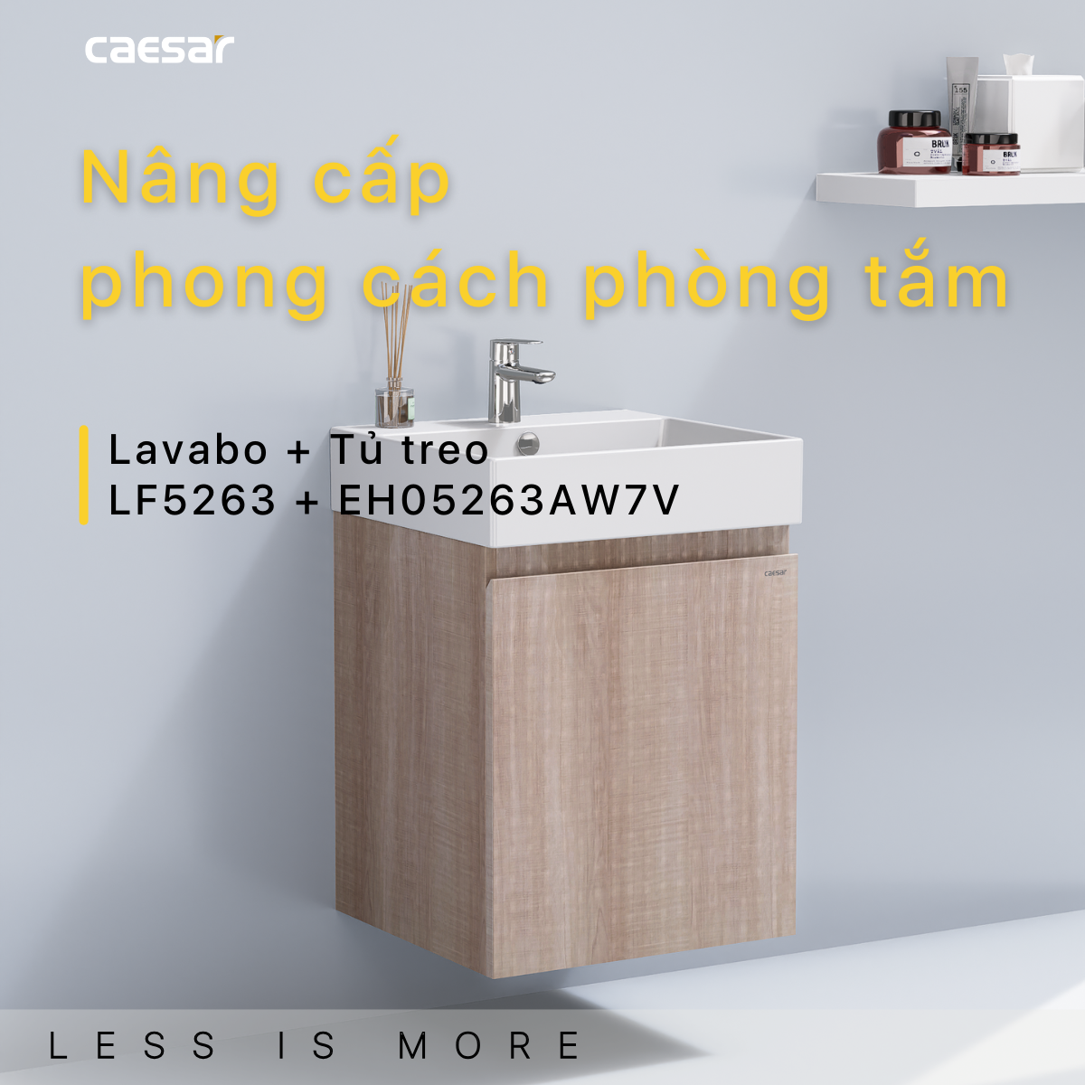 Chậu rửa Lavabo đặt bàn Caesar LF5263 và tủ treo EH05263AW7V