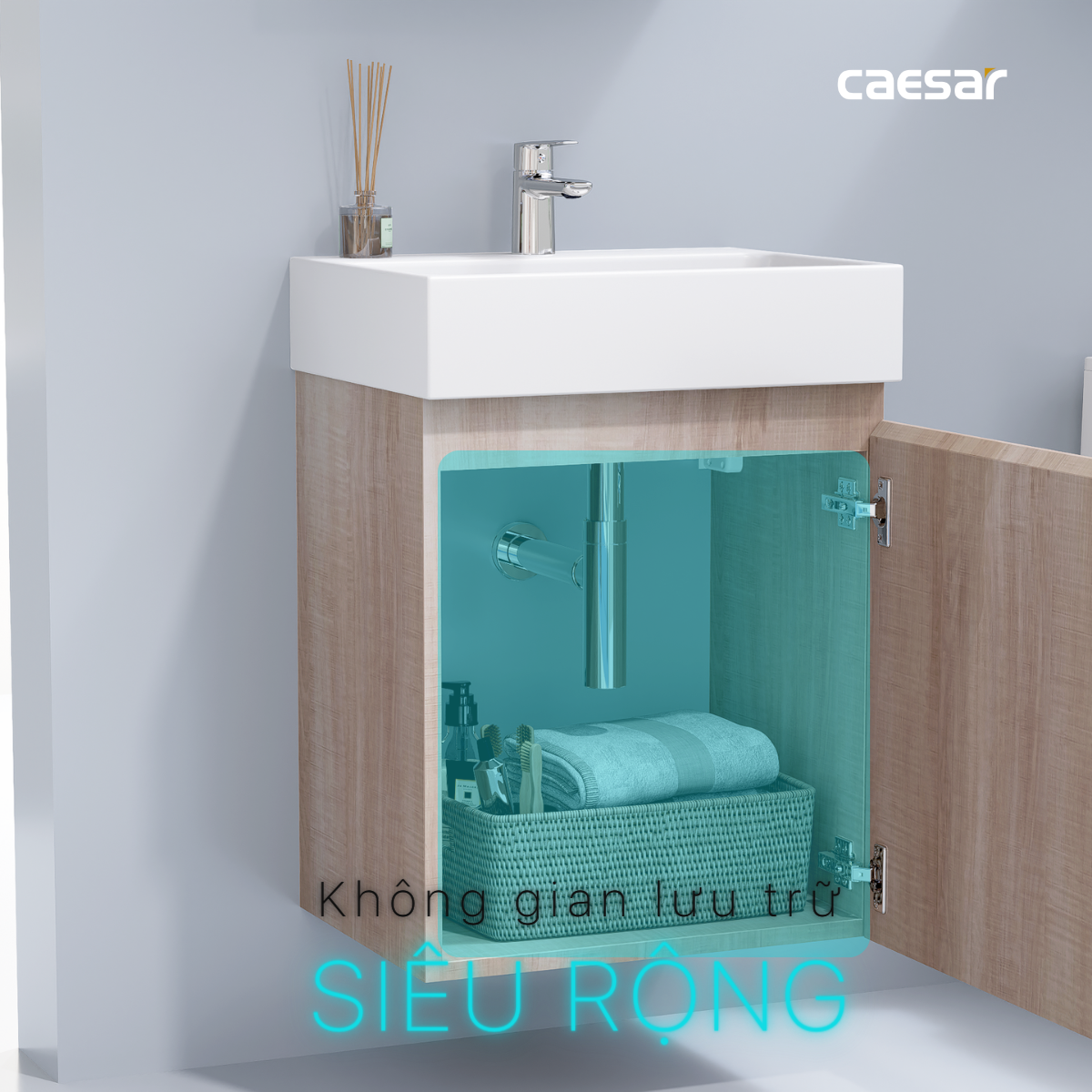 Chậu rửa Lavabo đặt bàn Caesar LF5263 và tủ treo EH05263AW7V