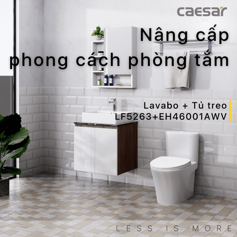 Chậu rửa Lavabo đặt bàn Caesar LF5263 và tủ treo EH46001AWV