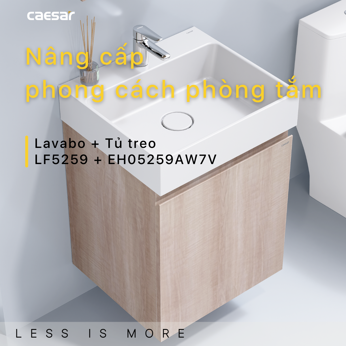 Chậu rửa Lavabo đặt bàn Caesar LF5253 và tủ treo EH05253AW7V