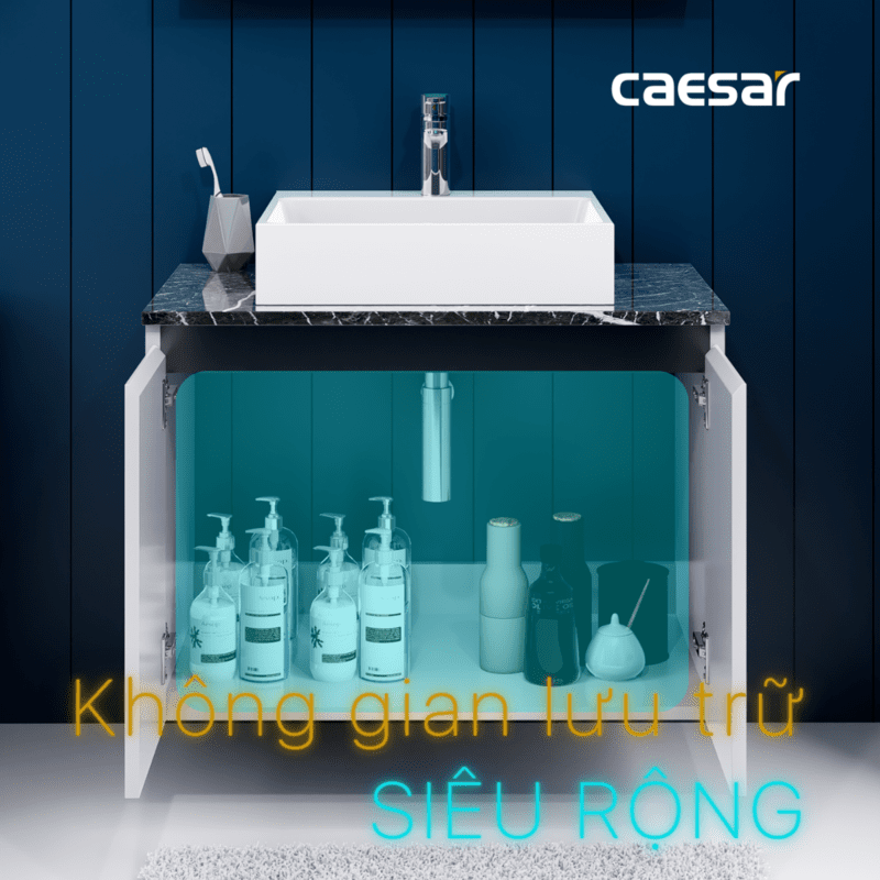 Chậu rửa Lavabo đặt bàn Caesar LF5253 và tủ treo EH48001AV