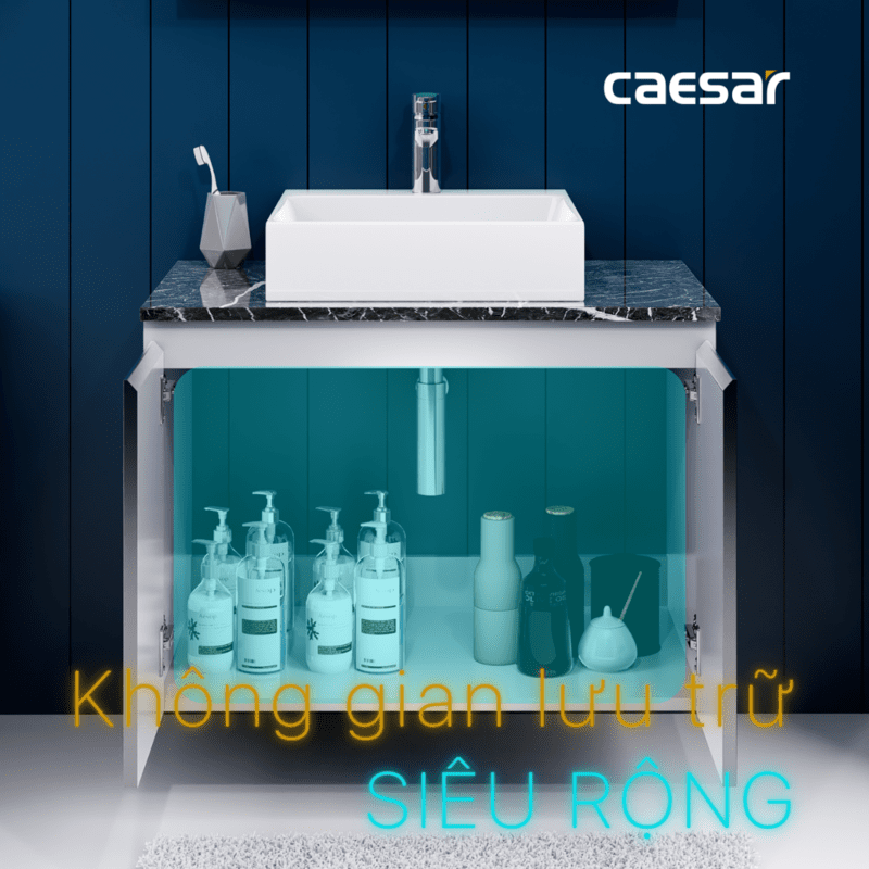 Chậu rửa Lavabo đặt bàn Caesar LF5255 và tủ treo EH48001ADV