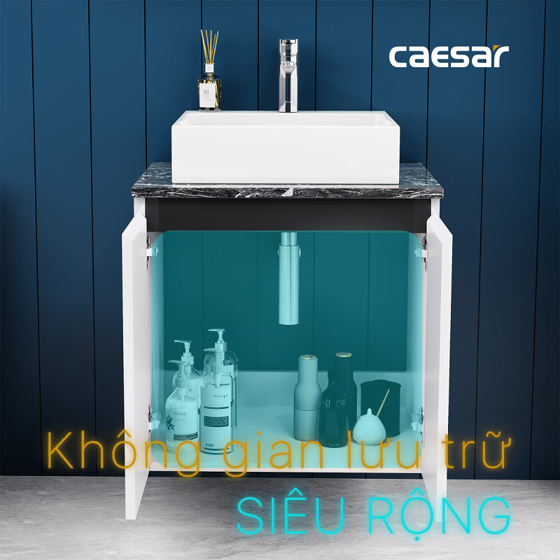 Chậu rửa Lavabo đặt bàn Caesar LF5255 và tủ treo EH46001AV