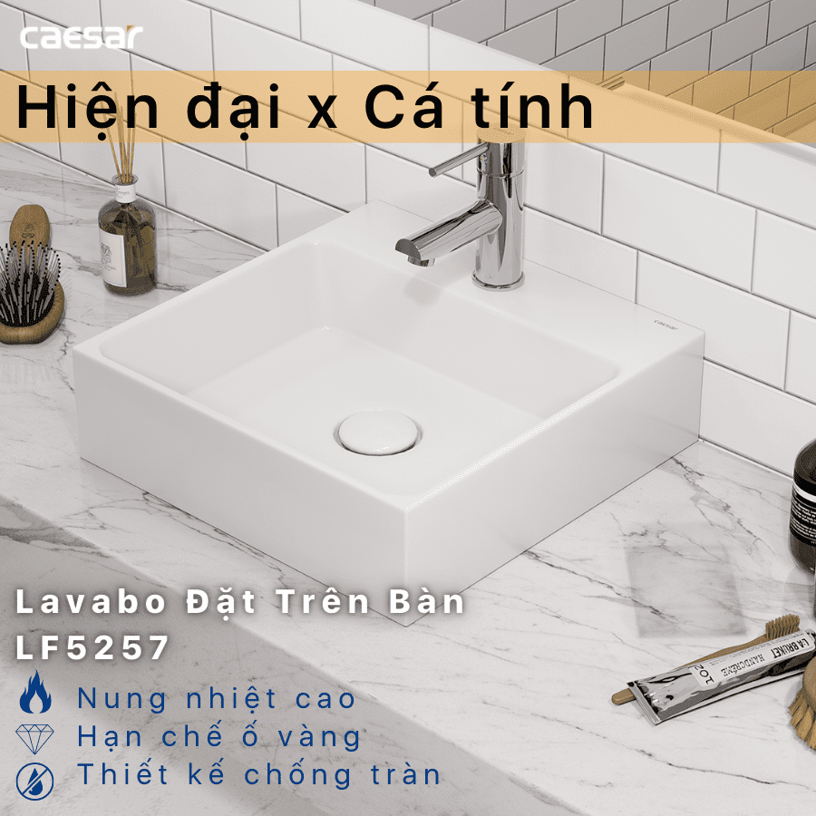 Chậu rửa Lavabo đặt bàn Caesar LF5257