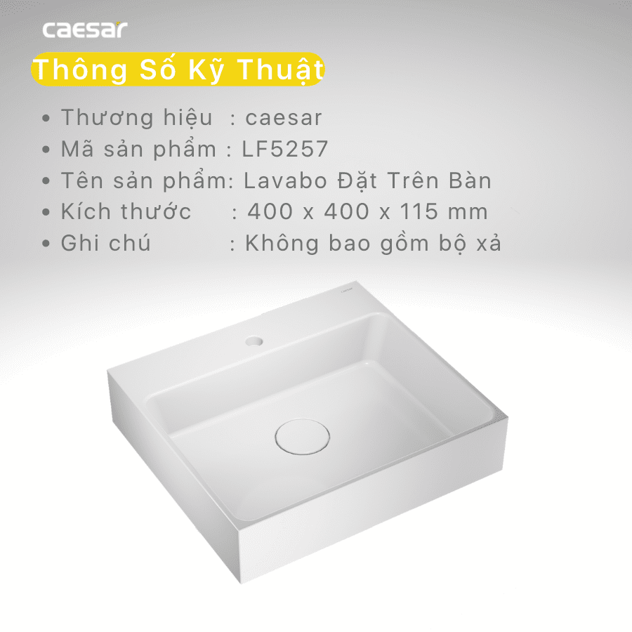 Chậu rửa Lavabo đặt bàn Caesar LF5257