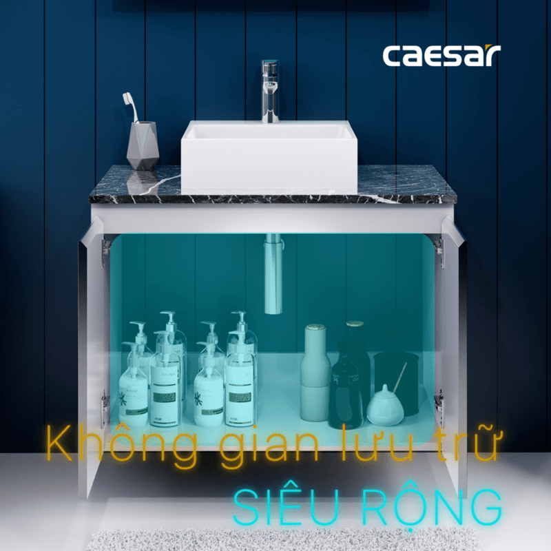 Chậu rửa Lavabo đặt bàn Caesar LF5257 và tủ treo EH48001ADV